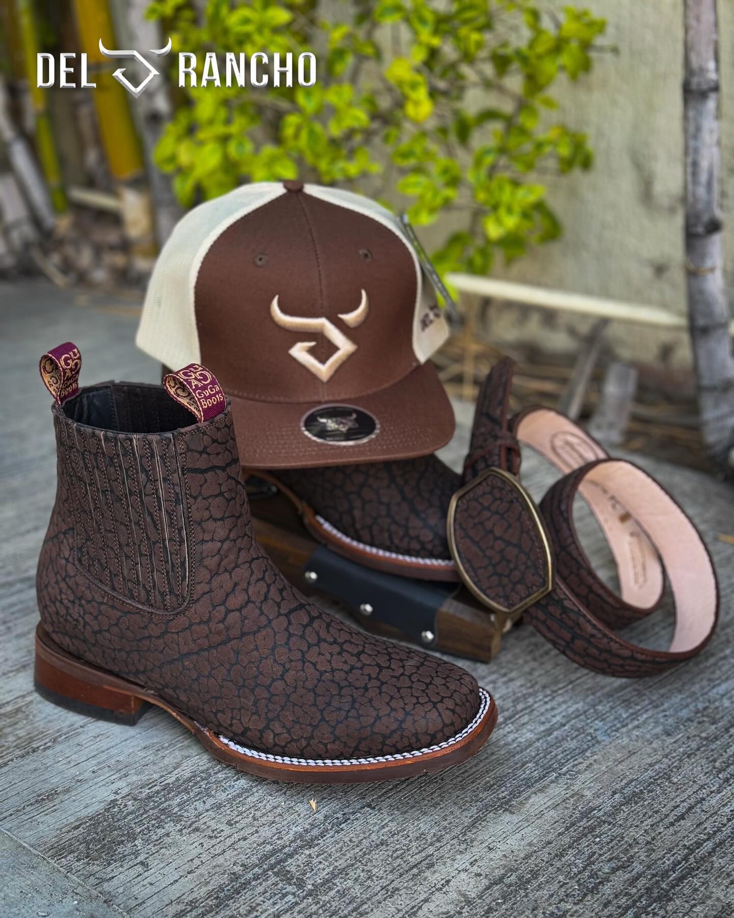 Vintage Textured Cowhide Cowboy Boots