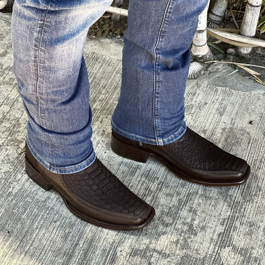Men's Wild West Python with Deer Dubai Toe Short Boot