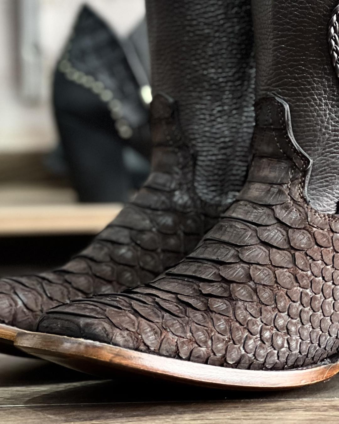 Python Leather Nobuck Cowboy Boots
