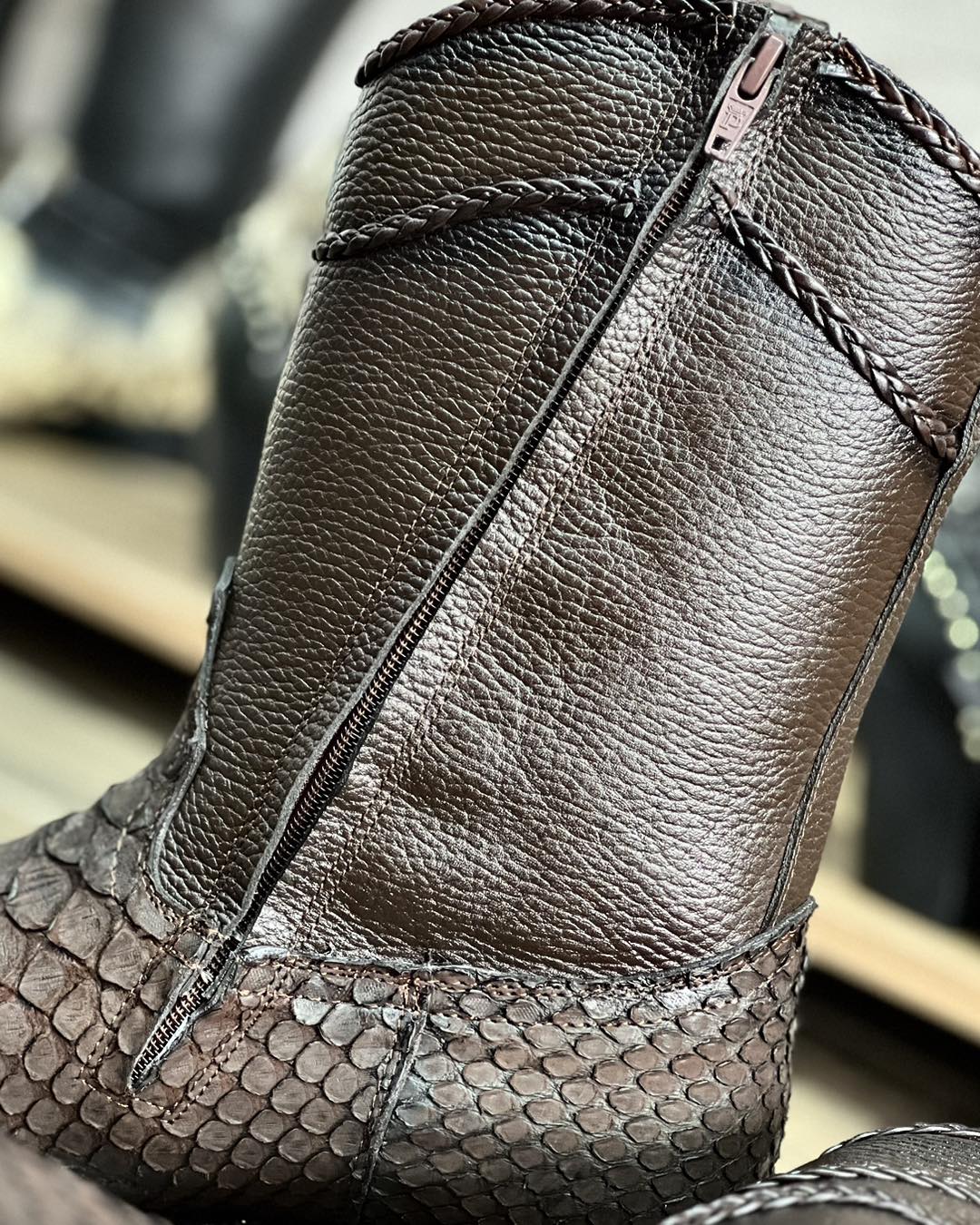 Python Leather Nobuck Cowboy Boots