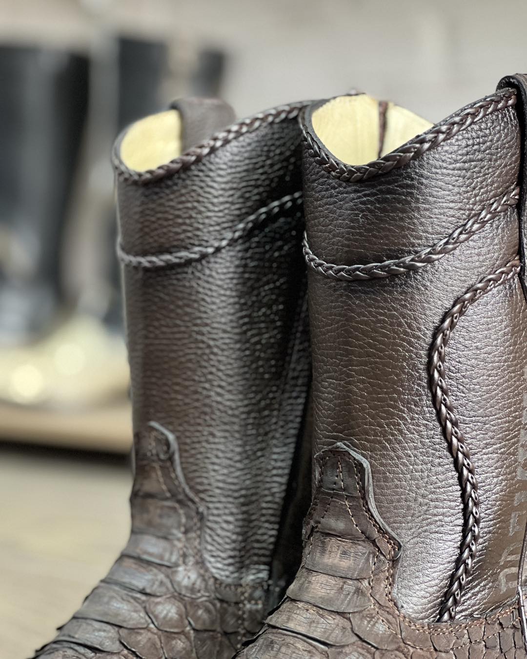 Python Leather Nobuck Cowboy Boots