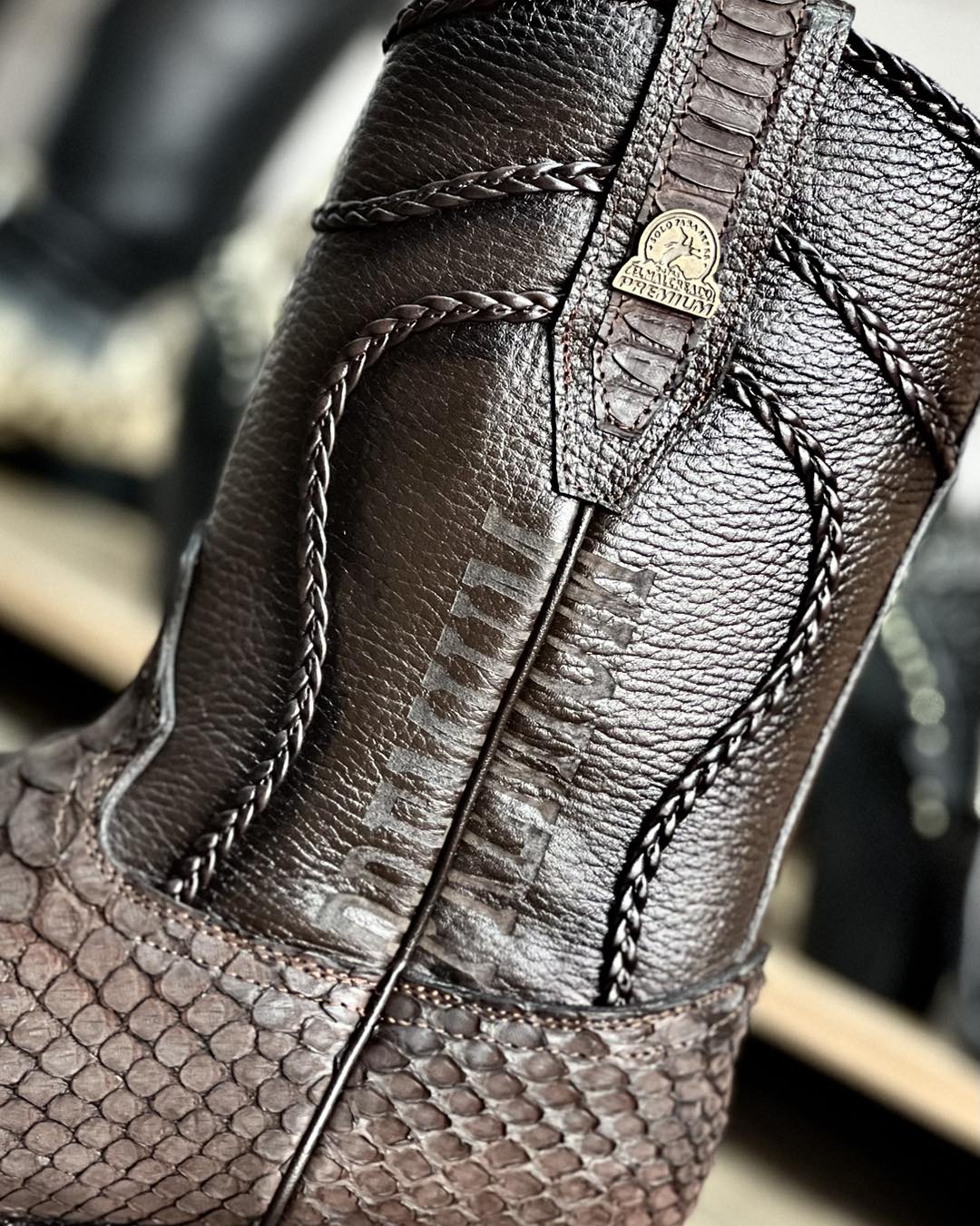 Python Leather Nobuck Cowboy Boots