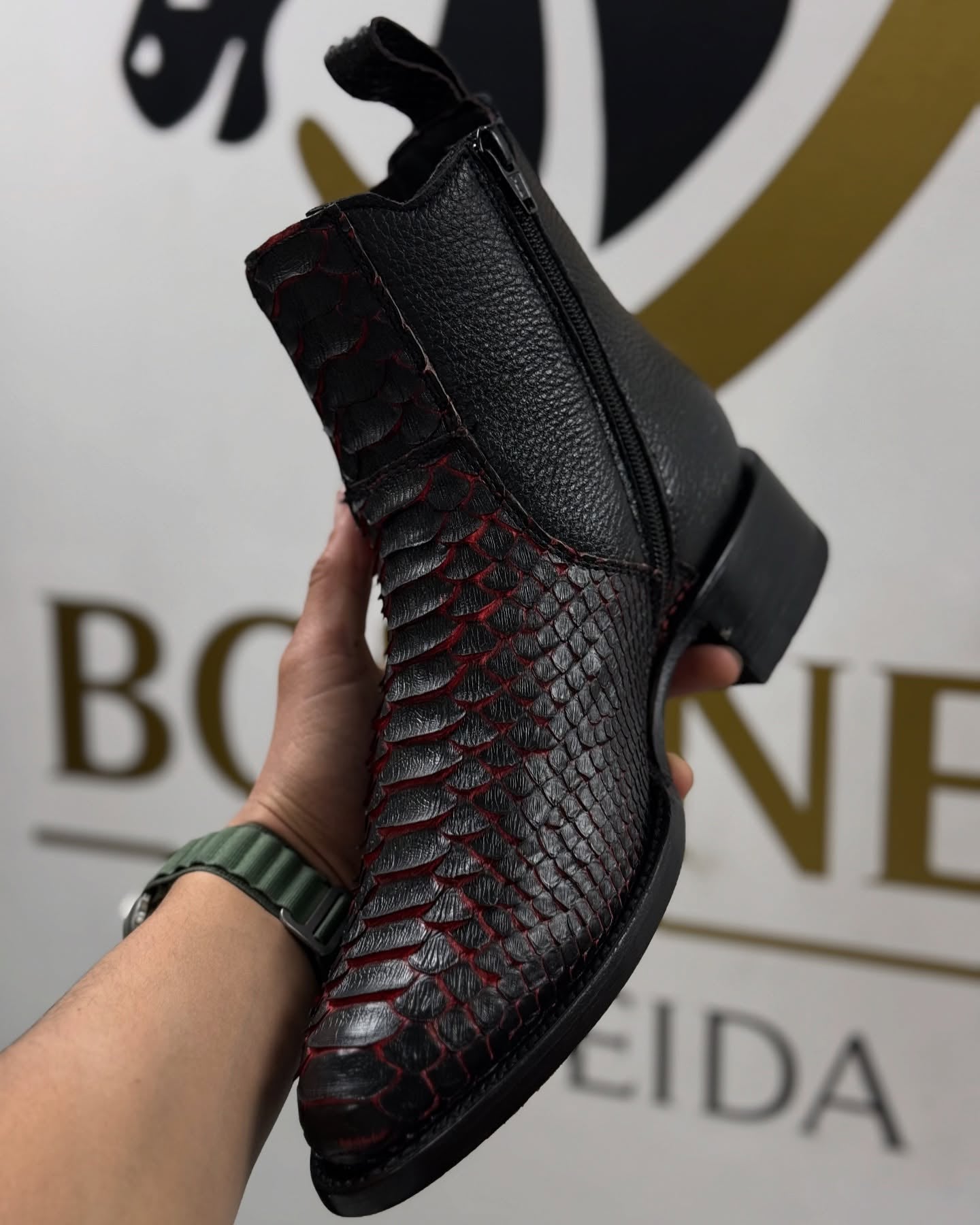 Black Cherry Python Cowboy Boots