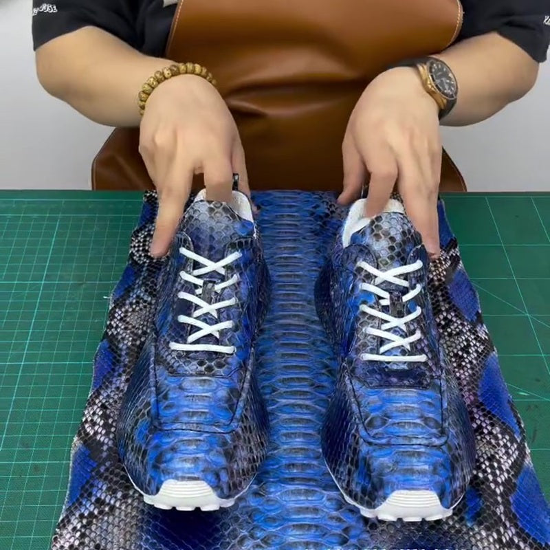 Blue Snakeskin Sneakers