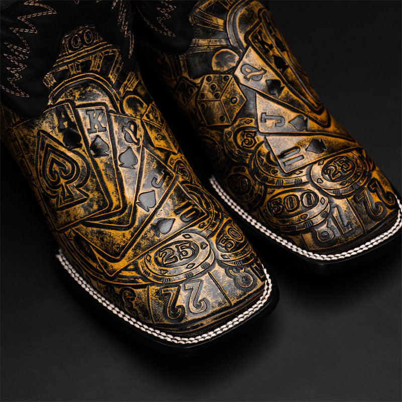 Men's Western Embroidered Square Boots