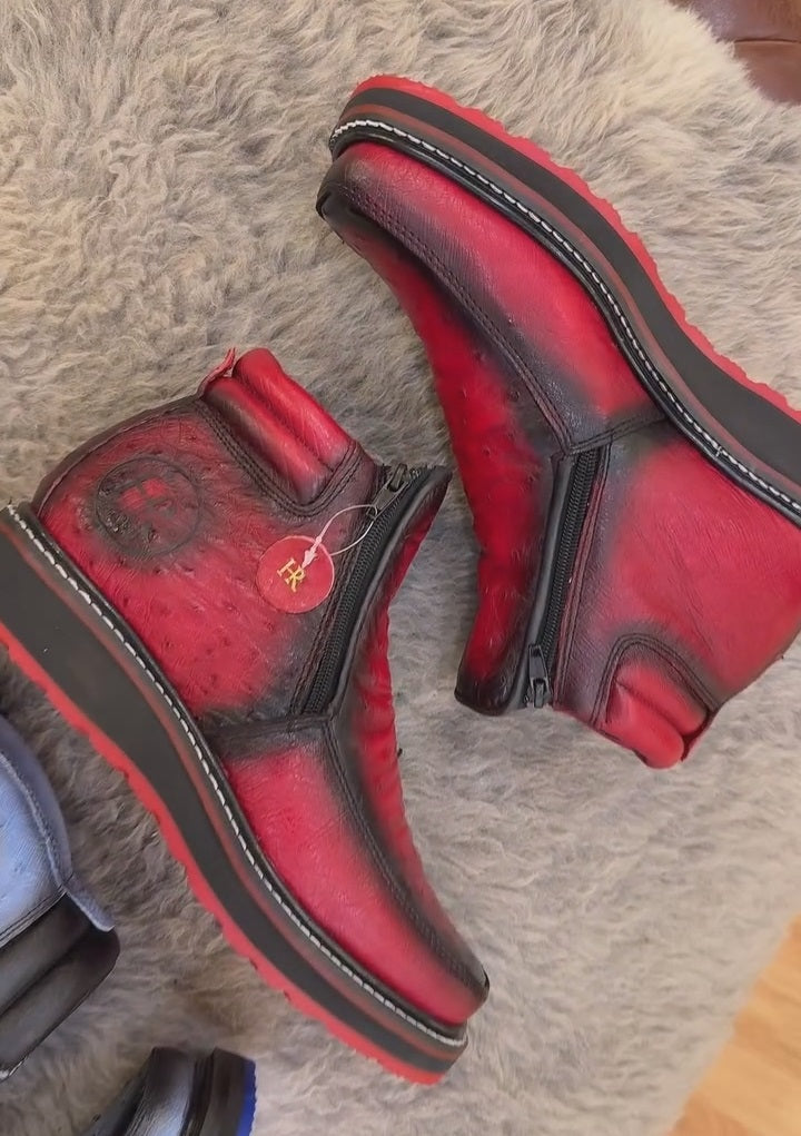 Italian Ostrich Leather Western Cowboy Boots