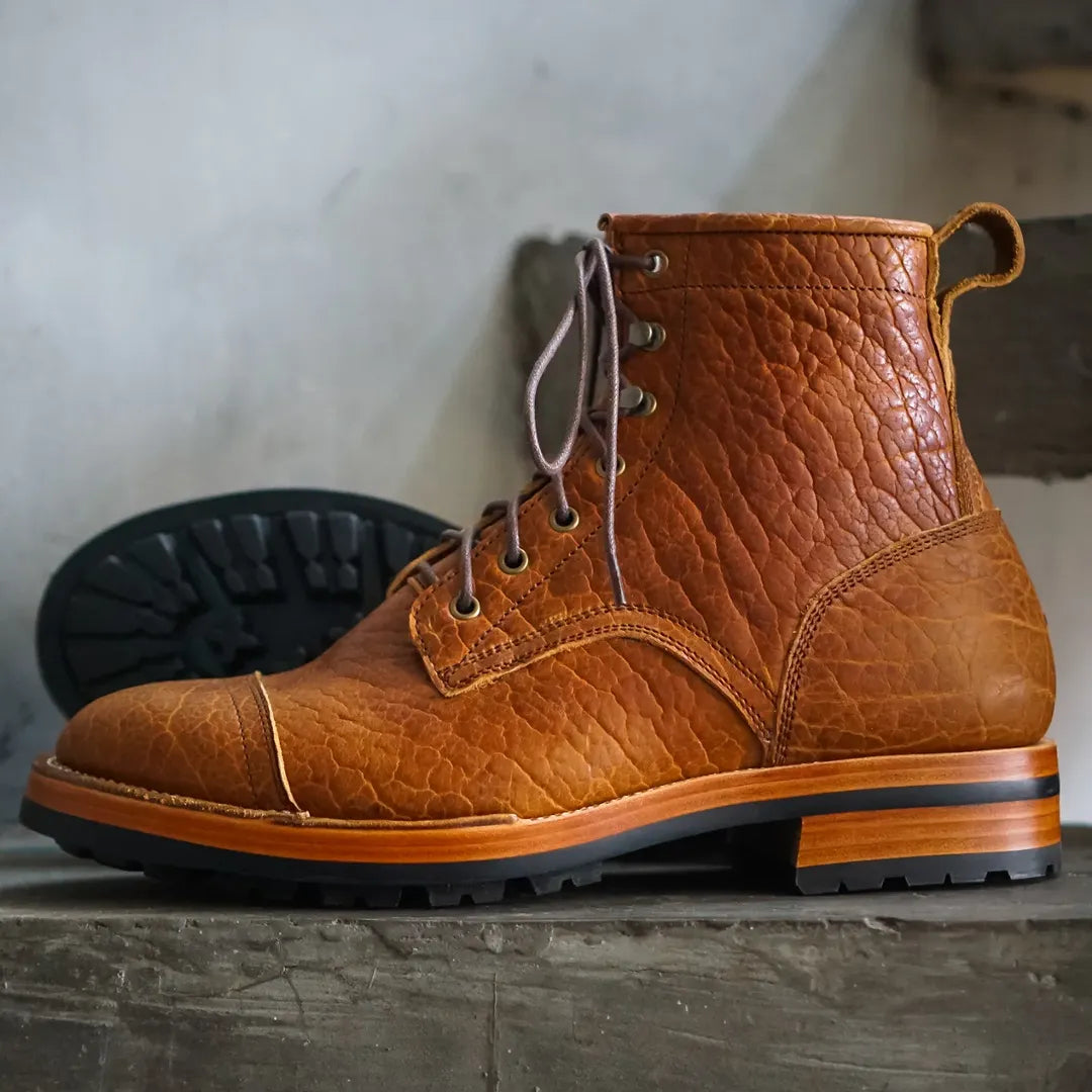2025 Men's Handmade Bison Leather Boots