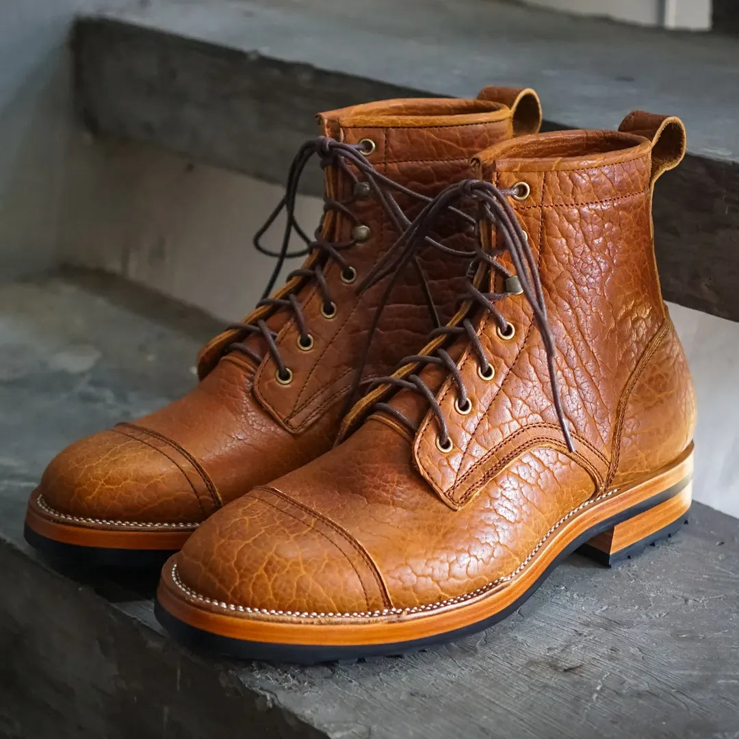 2025 Men's Handmade Bison Leather Boots