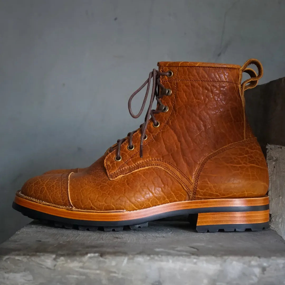 2025 Men's Handmade Bison Leather Boots