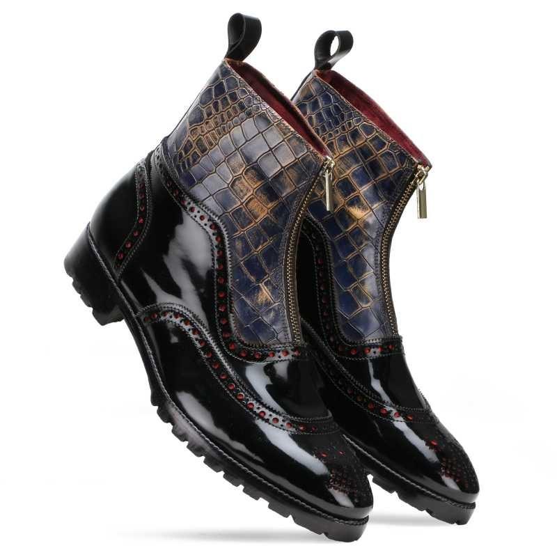 Ripper Deepcroc Zipper Leather Boots