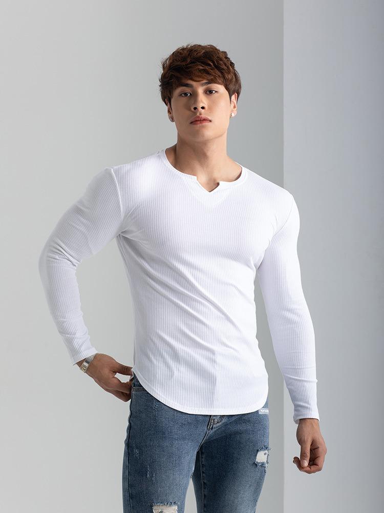 V-NECK LONG-SLEEVED SPORTS T-SHIRT