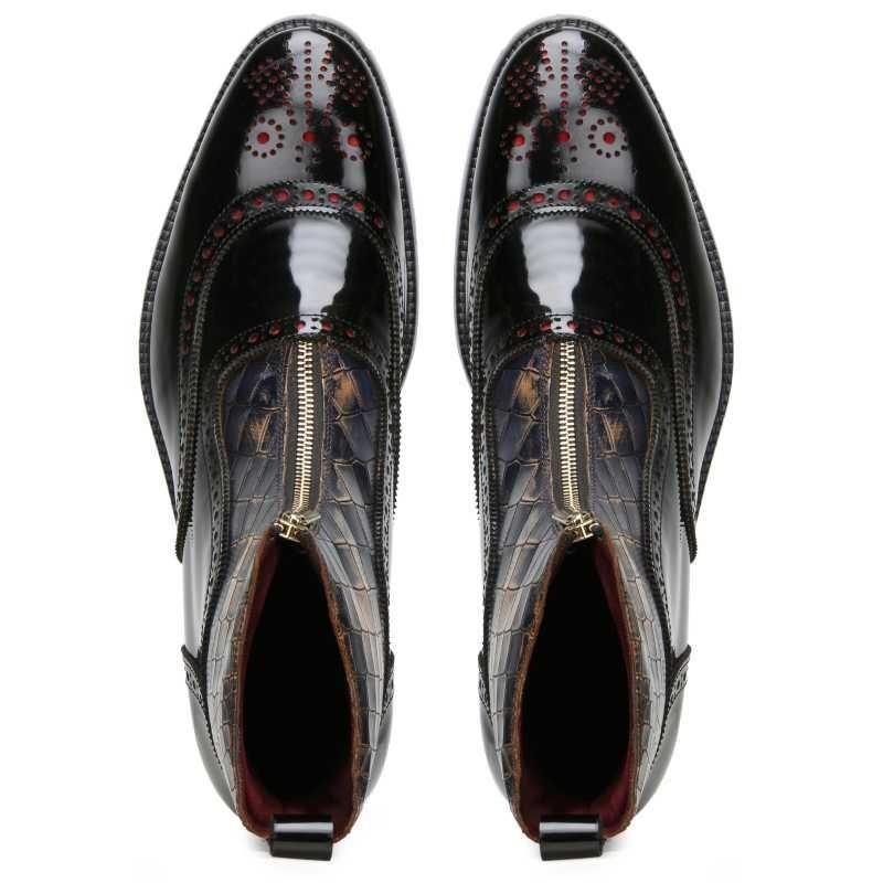 Ripper Deepcroc Zipper Leather Boots