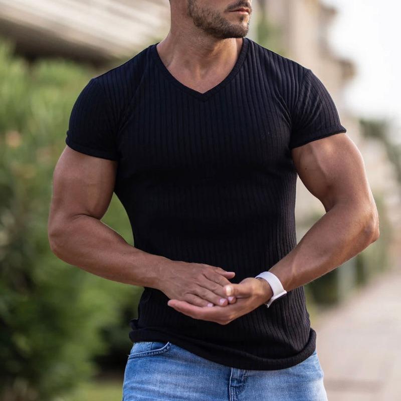 V-NECK LONG-SLEEVED SPORTS T-SHIRT