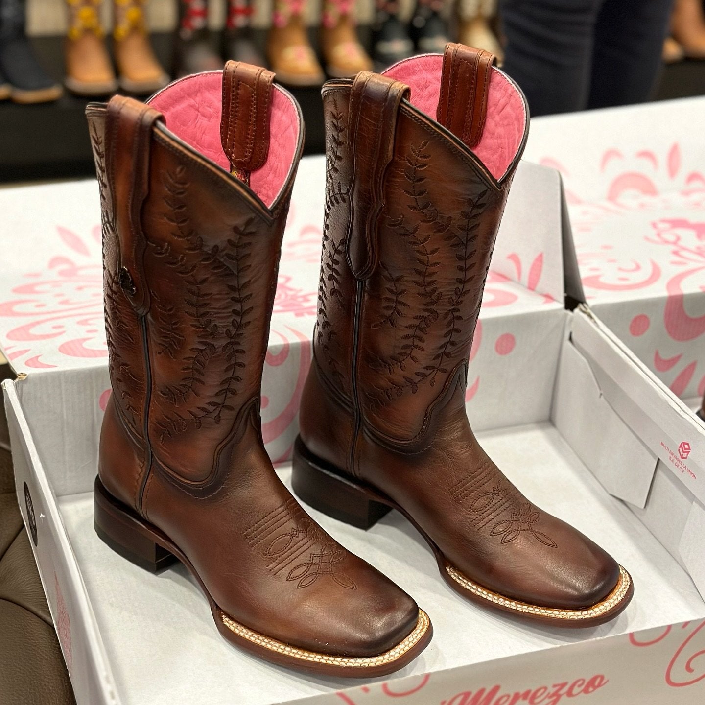 Women's Wood Grain Thick Heel High Heel Knight Boots