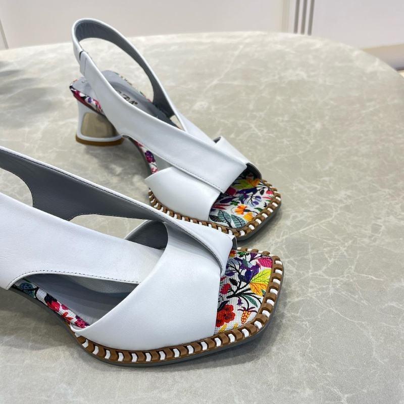 Women's Floral Sole Round Heel Leather Sandals