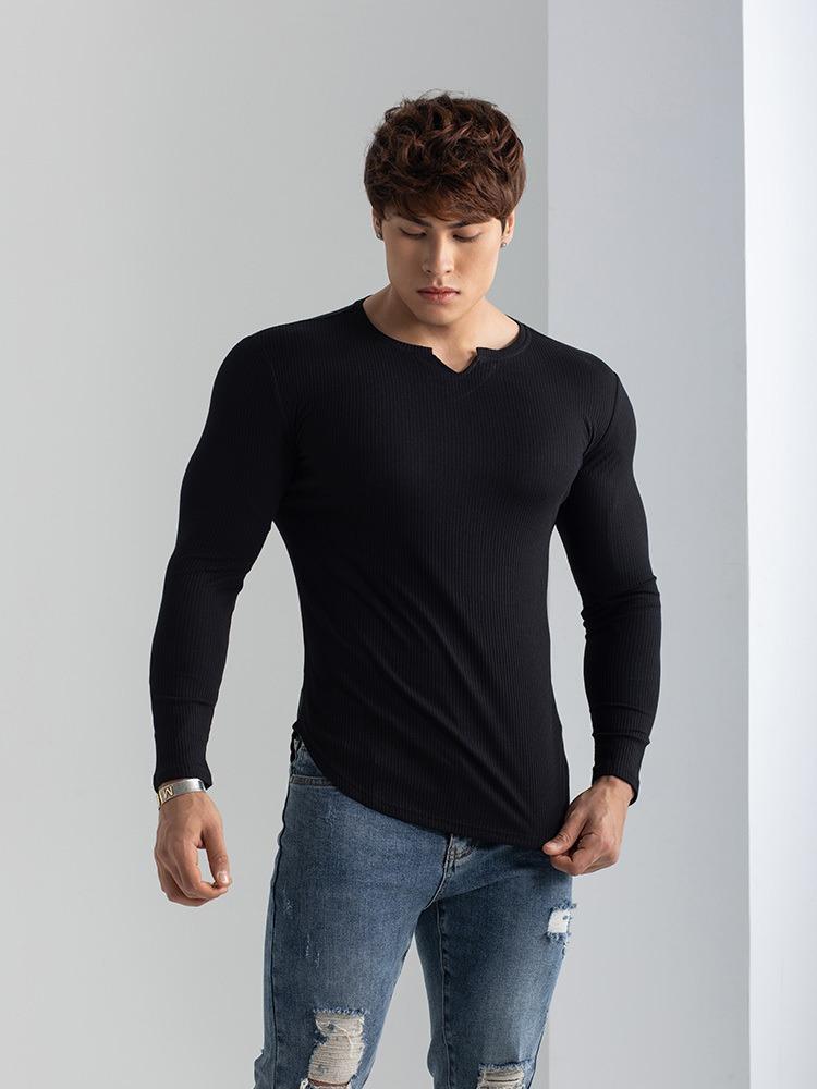 V-NECK LONG-SLEEVED SPORTS T-SHIRT