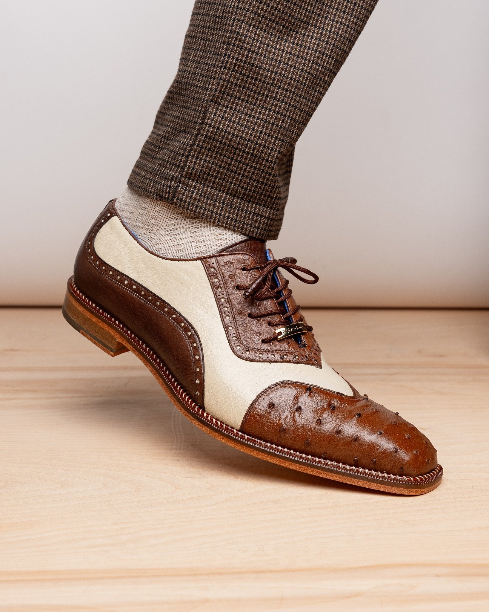 Classic Vintage Ostrich Wingtip Dress Shoes