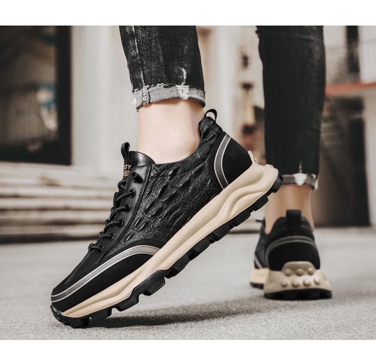 Men's Crocodile Waterproof Lace-up Sneakers