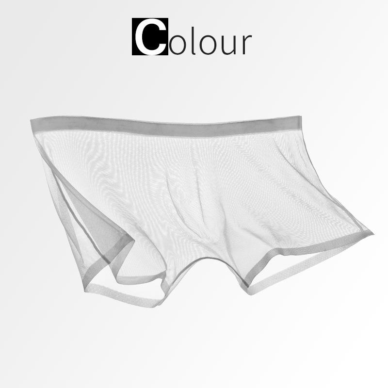 Ice Silk Sexy Mesh Full Transparent Boxer Shorts
