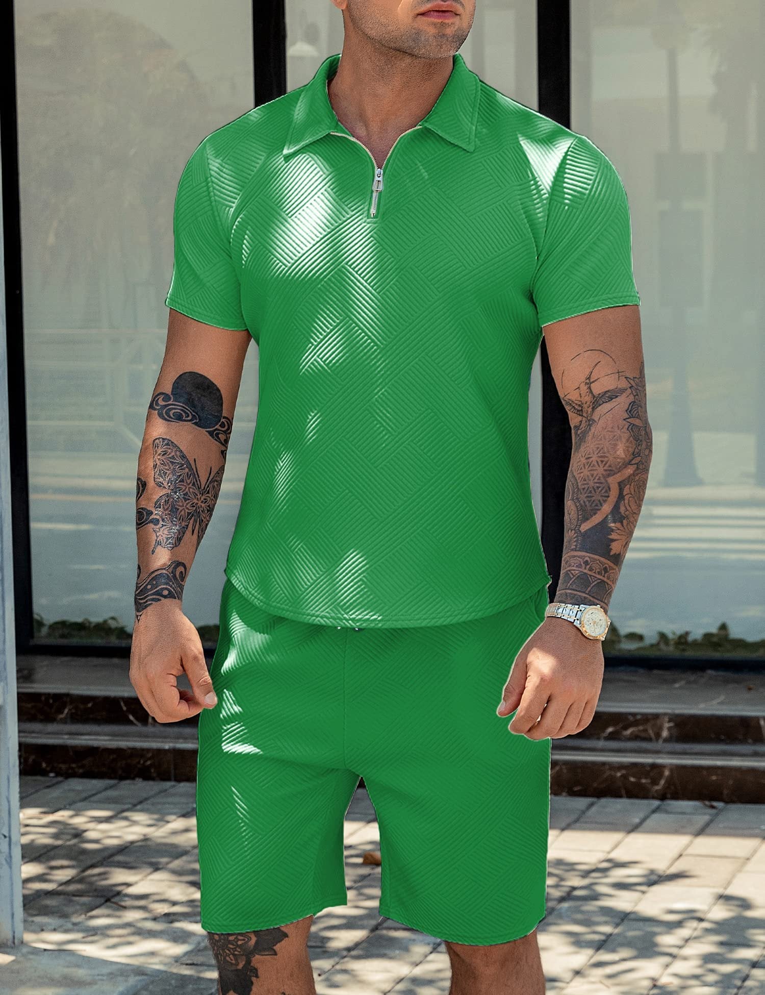 Men's Short Sleeve Polo Athletic Suit