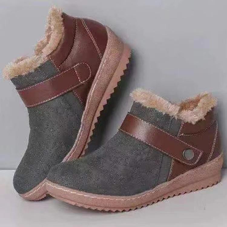 Women's Round-toe Color-blocked Wool Boots