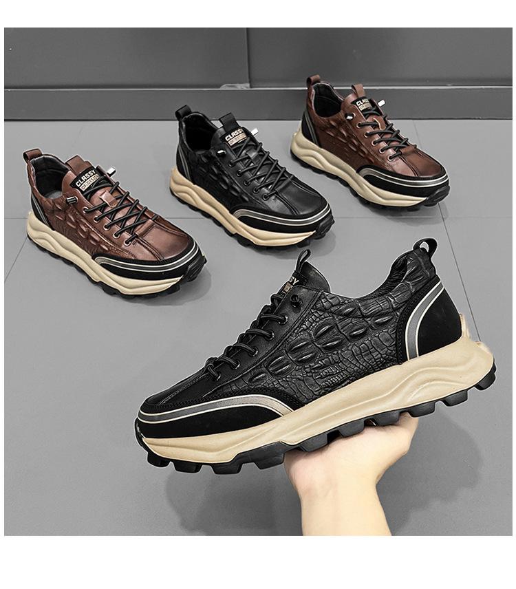 Men's Crocodile Waterproof Lace-up Sneakers