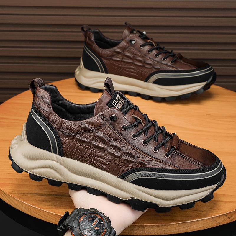 Men's Crocodile Waterproof Lace-up Sneakers