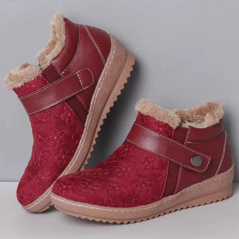 Women's Round-toe Color-blocked Wool Boots