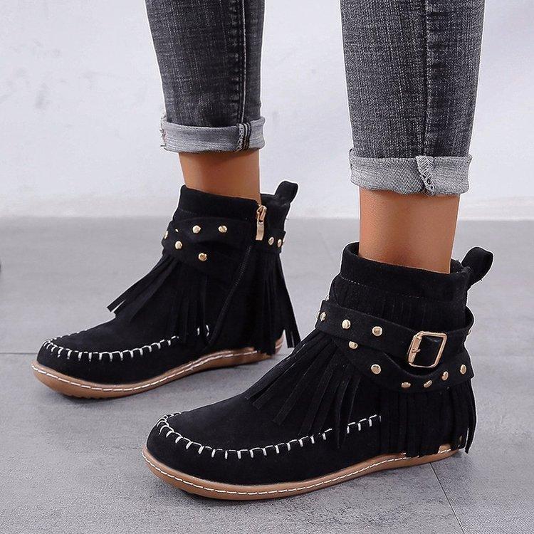 Women's Chunky Heel Side Zipper Ankle Boots