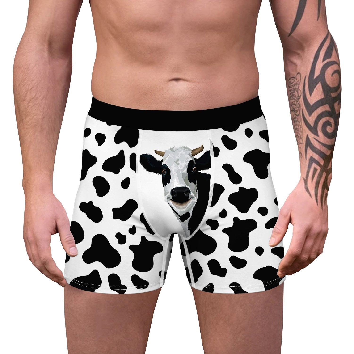 Men's Ice Silk Cow Print Boxer Briefs