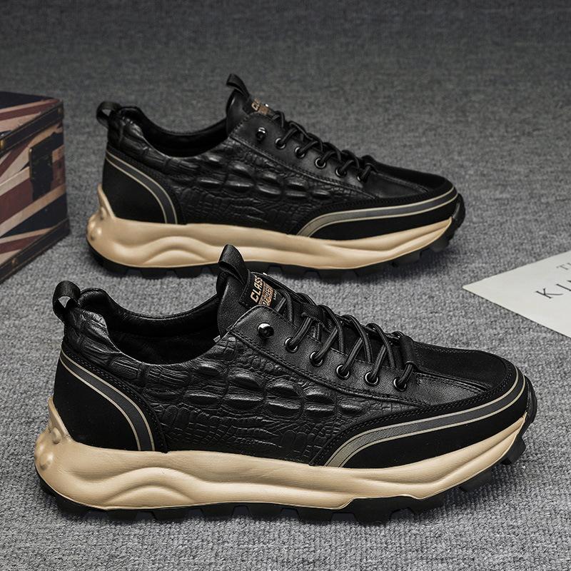 Men's Crocodile Waterproof Lace-up Sneakers