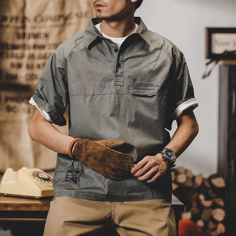MEN'S RETRO LOOSE COLLAR T-SHIRT