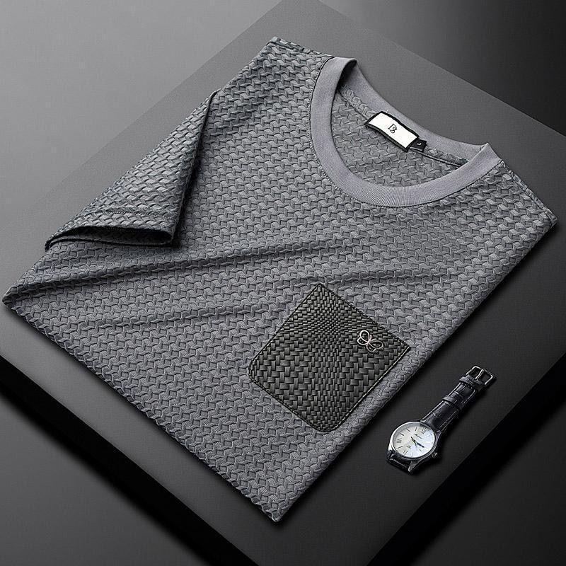 Men's Anti-Wrinkle Houndstooth Athletic Short Sleeve Suit