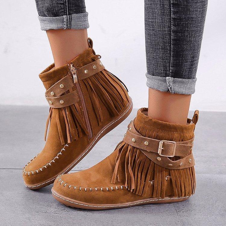 Women's Chunky Heel Side Zipper Ankle Boots