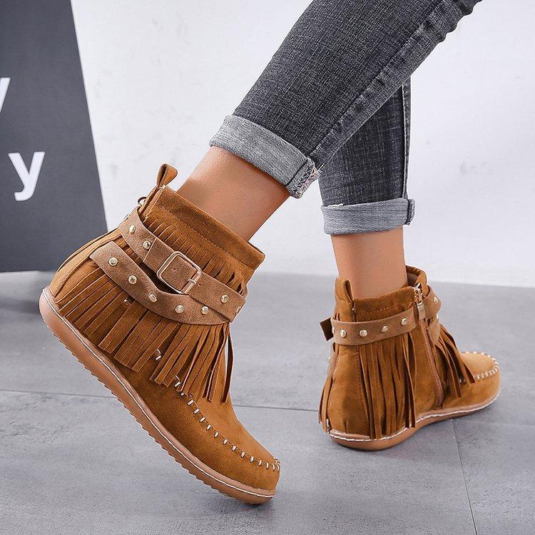 Women's Chunky Heel Side Zipper Ankle Boots