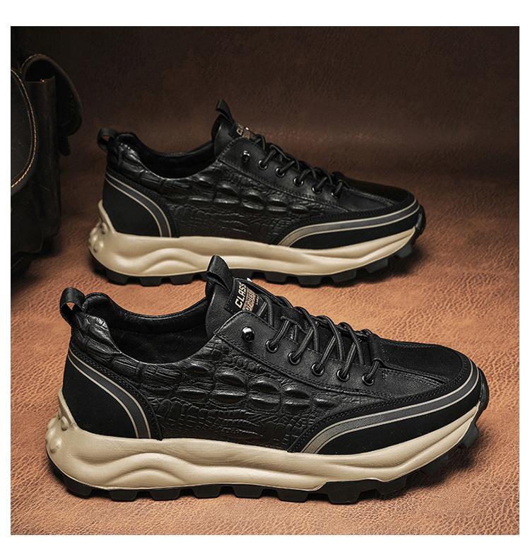 Men's Crocodile Waterproof Lace-up Sneakers