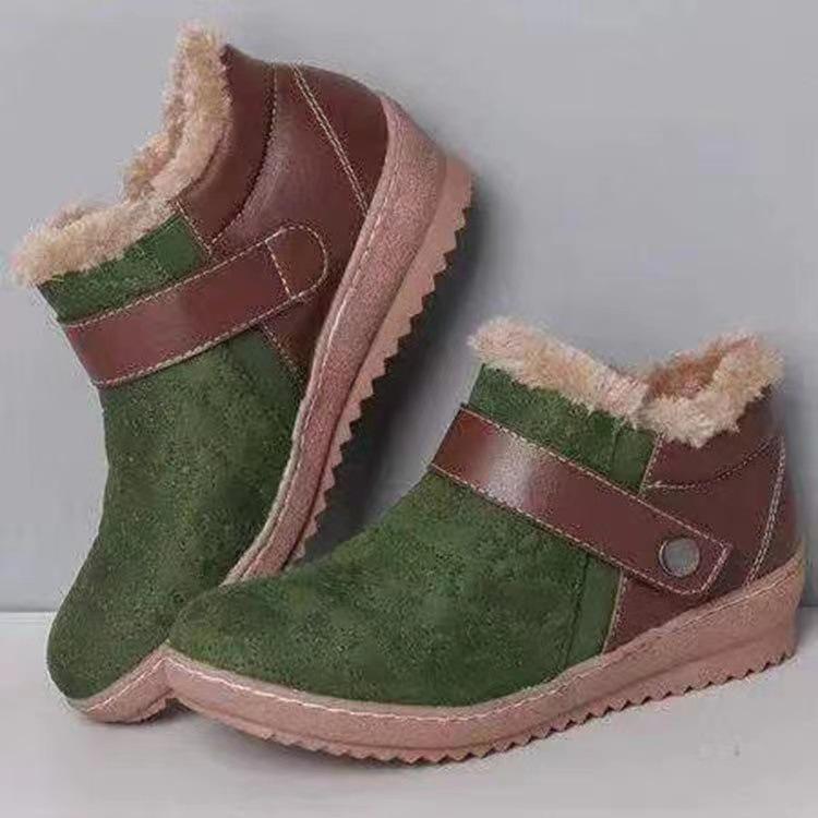 Women's Round-toe Color-blocked Wool Boots