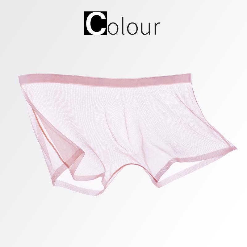 Ice Silk Sexy Mesh Full Transparent Boxer Shorts