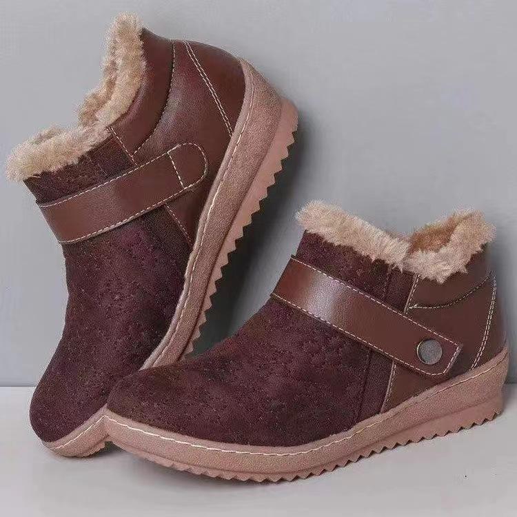 Women's Round-toe Color-blocked Wool Boots