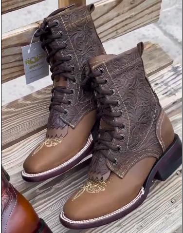 WIDE Botas Lacer - Leather Tooled Wide Boots