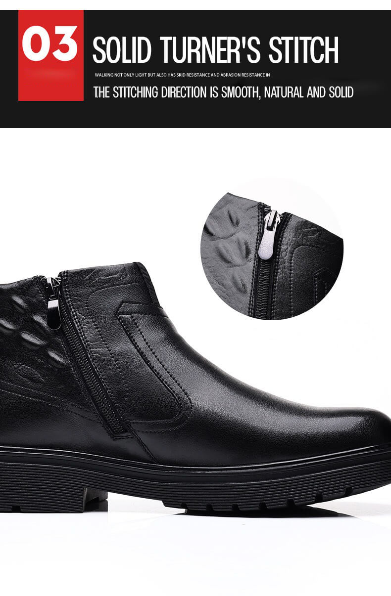 (Big Sale💥)Genuine Leather Plus Velvet Thickened Warm Sheepskin High Top Business Casua Boots