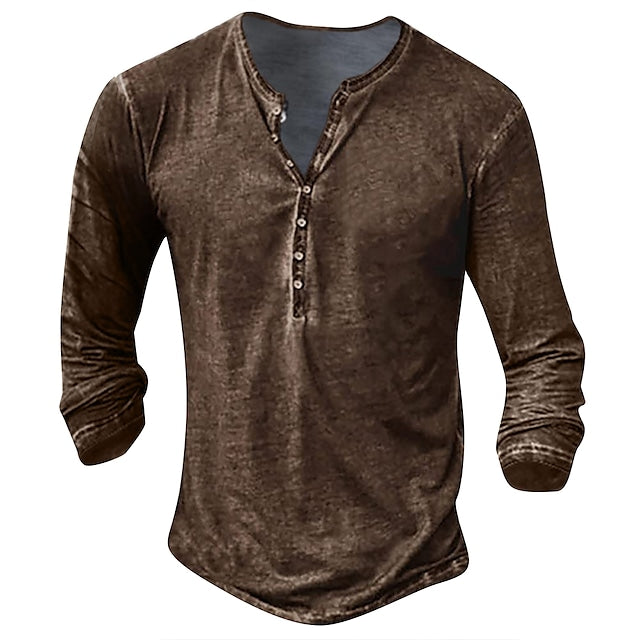 Men's Tee Snowflake Collarless Light gray Dark Gray Brown White Black 3D Print Street Casual Long Sleeve 3D Print Clothing Apparel Nostalgic