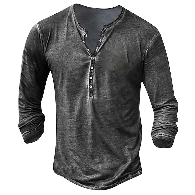 Men's Tee Snowflake Collarless Light gray Dark Gray Brown White Black 3D Print Street Casual Long Sleeve 3D Print Clothing Apparel Nostalgic