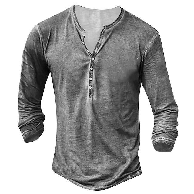 Men's Tee Snowflake Collarless Light gray Dark Gray Brown White Black 3D Print Street Casual Long Sleeve 3D Print Clothing Apparel Nostalgic