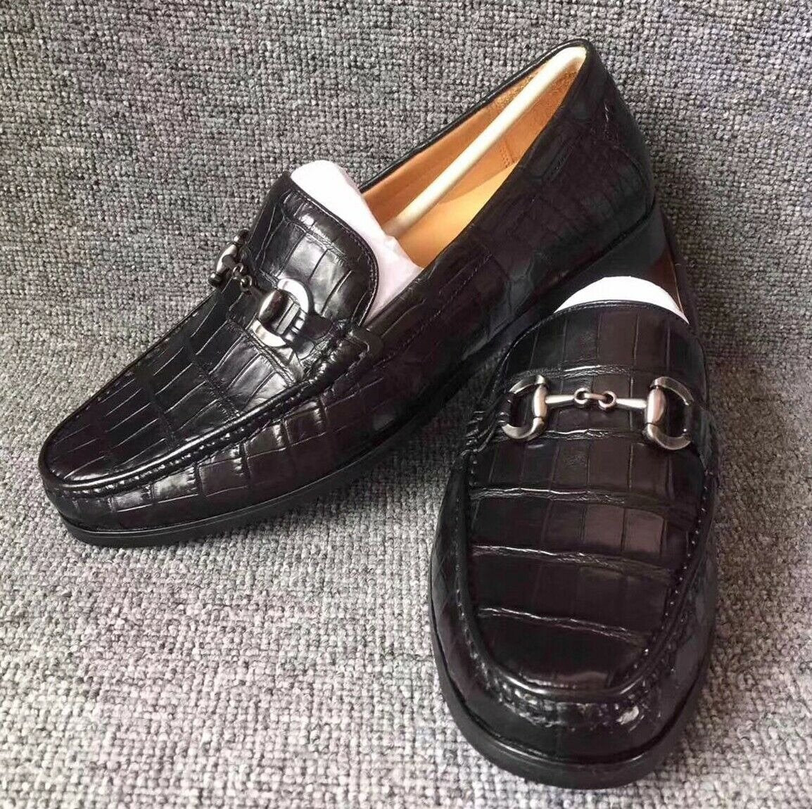 Men's Genuine Crocodile Alligator Skin Leather Loafers