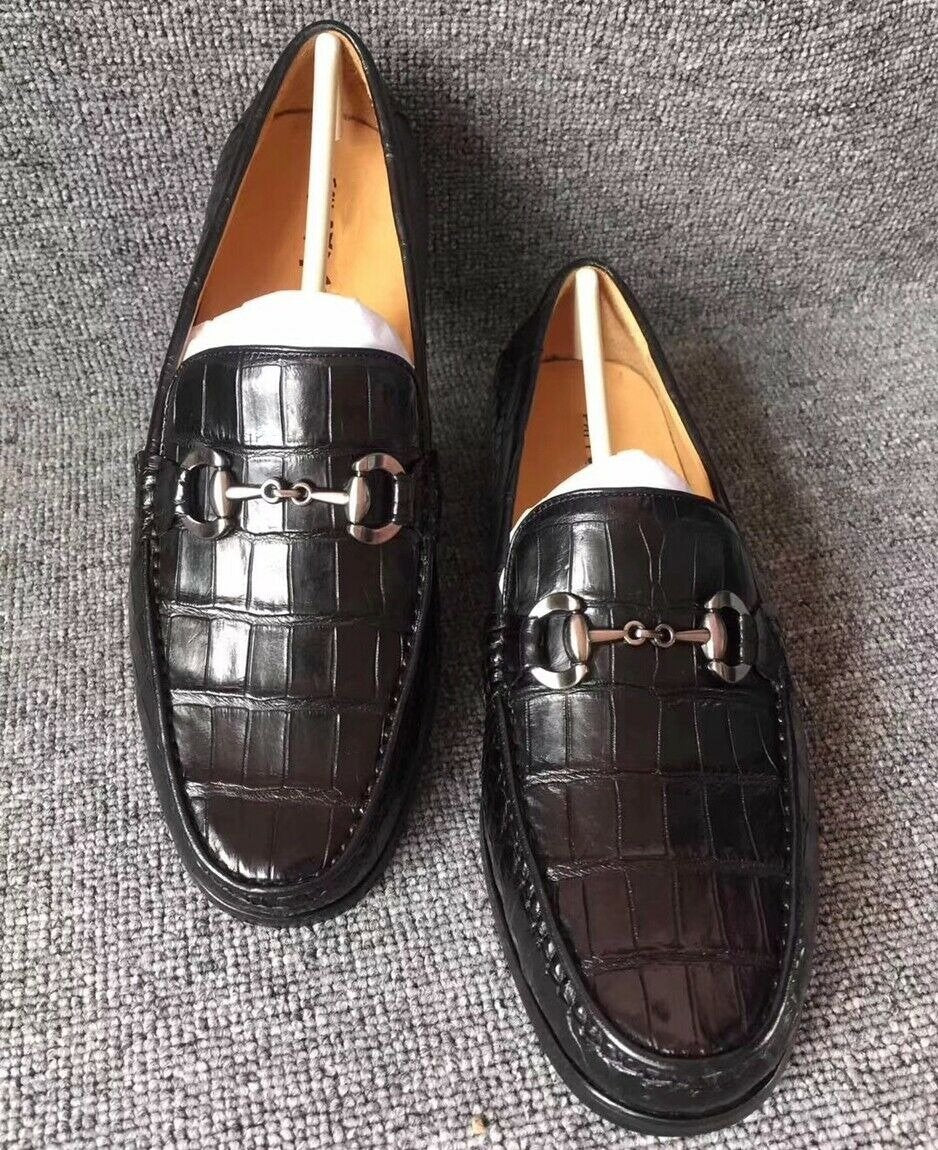 Men's Genuine Crocodile Alligator Skin Leather Loafers