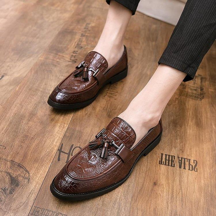 Men's Crocodile Print Casual Leather Shoes