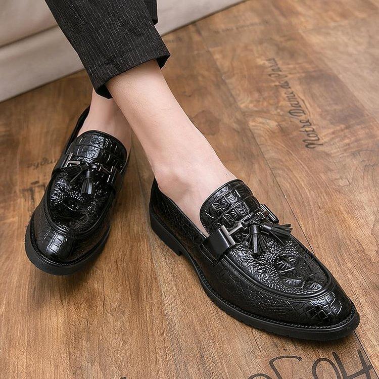 Men's Crocodile Print Casual Leather Shoes