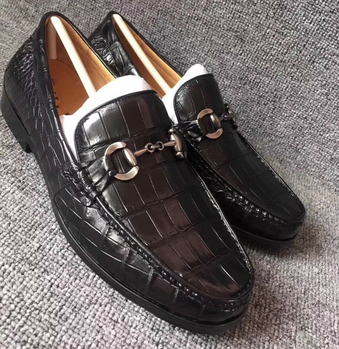 Men's Genuine Crocodile Alligator Skin Leather Loafers