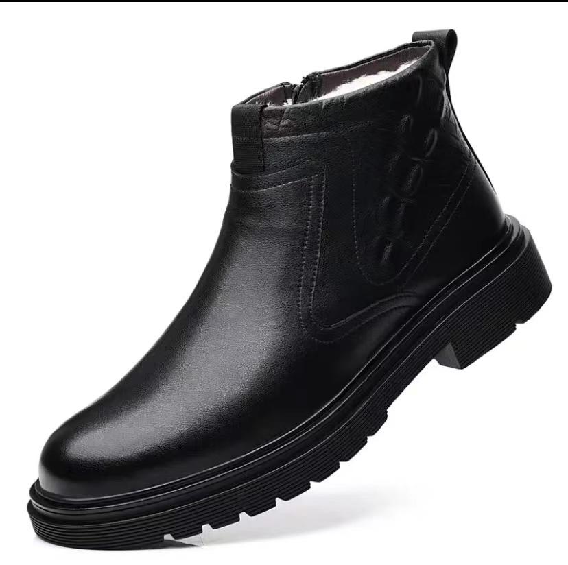 (Big Sale💥)Genuine Leather Plus Velvet Thickened Warm Sheepskin High Top Business Casua Boots
